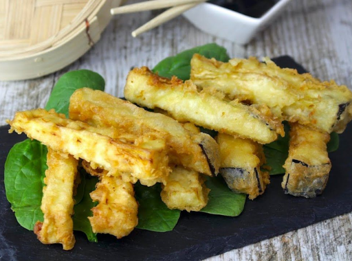 Berenjenas tempura en freidora sin aceite